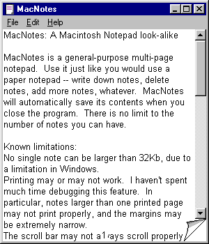 Screenshot of MacNotes